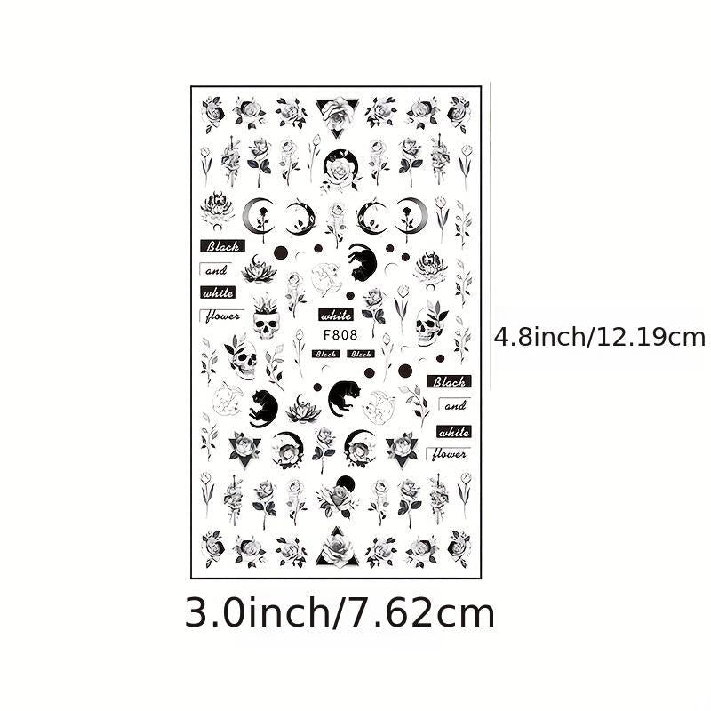 10 Sheets Flower Leaves Nail Stickers Self Adhesive Nail Art Decal