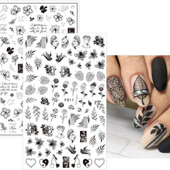 10 Sheets Flower Leaves Nail Stickers Self Adhesive Nail Art Decal