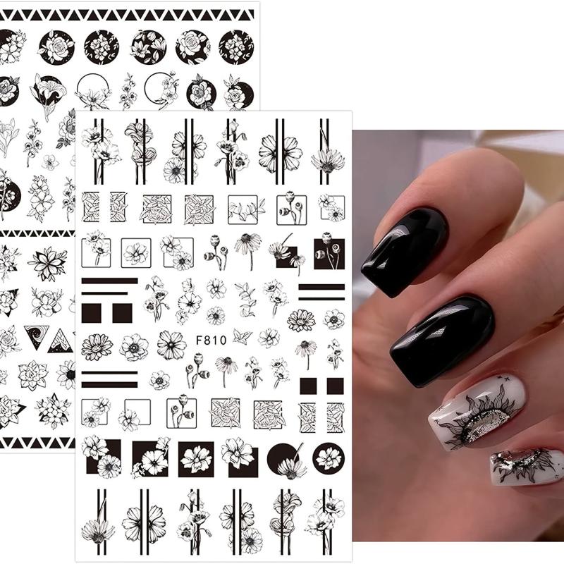 10 Sheets Flower Leaves Nail Stickers Self Adhesive Nail Art Decal