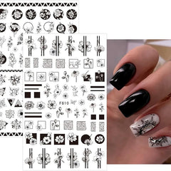 10 Sheets Flower Leaves Nail Stickers Self Adhesive Nail Art Decal