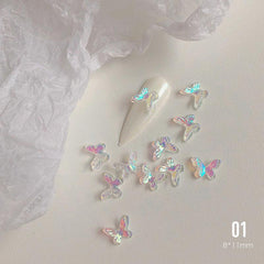20pcs Resin Aurora Butterfly Nail Decoration