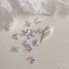 20pcs Resin Aurora Butterfly Nail Decoration