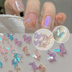 20pcs Resin Aurora Butterfly Nail Decoration