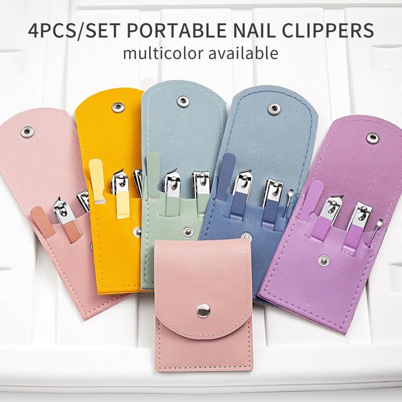 4 Pcs Manicure Set Stainless Steel Nail Clippers Portable Nail File Tool