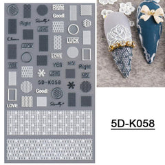 5D Nail Art Stickers Embossed Nail Decals Fall Nail Art Supplies