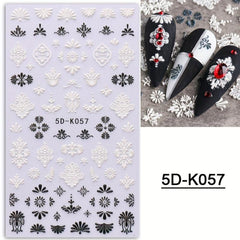 5D Nail Art Stickers Embossed Nail Decals Fall Nail Art Supplies