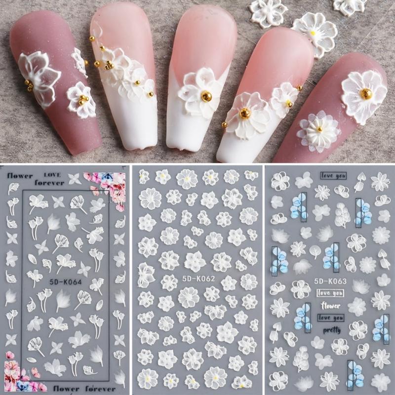 5D Nail Art Stickers Embossed Nail Decals Fall Nail Art Supplies