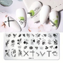 Flower Stripe Stamping Plates Nail Templates Leaf Floral Printing Stencil