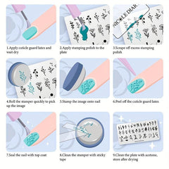 Flower Stripe Stamping Plates Nail Templates Leaf Floral Printing Stencil