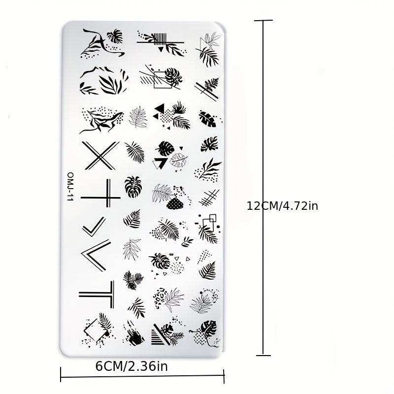 Flower Stripe Stamping Plates Nail Templates Leaf Floral Printing Stencil