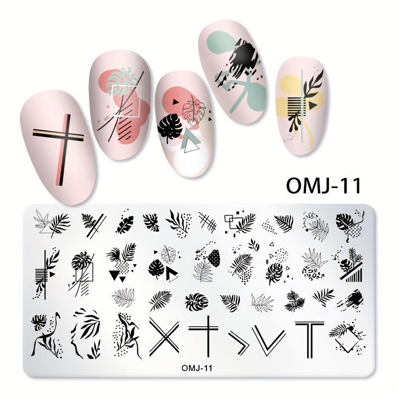 Flower Stripe Stamping Plates Nail Templates Leaf Floral Printing Stencil