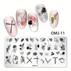 Flower Stripe Stamping Plates Nail Templates Leaf Floral Printing Stencil