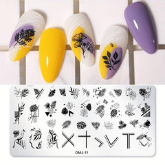 Flower Stripe Stamping Plates Nail Templates Leaf Floral Printing Stencil