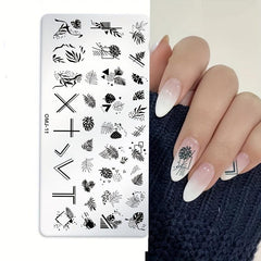 Flower Stripe Stamping Plates Nail Templates Leaf Floral Printing Stencil