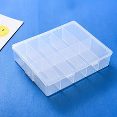 10 Clear Square Flip Boxes for Nail Storage with 10 Grid Slots