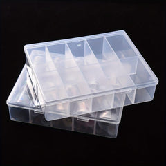 10 Clear Square Flip Boxes for Nail Storage with 10 Grid Slots