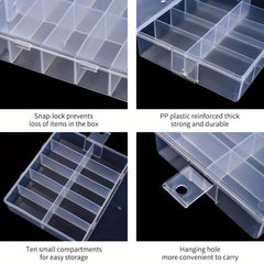 10 Clear Square Flip Boxes for Nail Storage with 10 Grid Slots