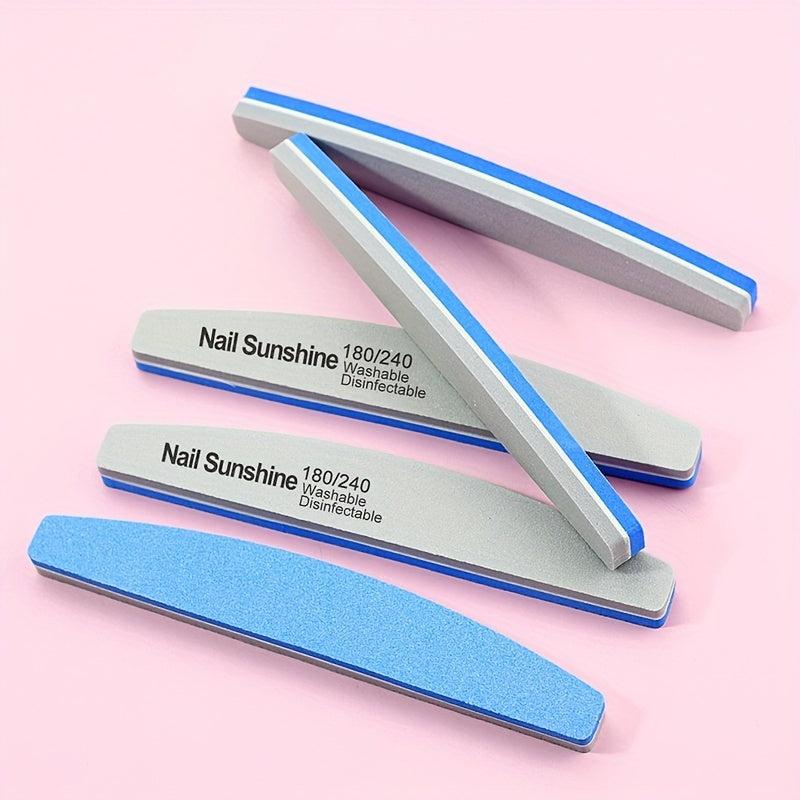 5pcs Double Sided Diamond Nail Buffer Block - Smooth and Shiny Nails