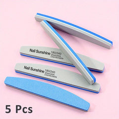 5pcs Double Sided Diamond Nail Buffer Block - Smooth and Shiny Nails