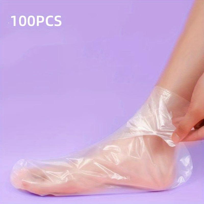 100pcs Disposable Clear Foot Mask Plastic Foot Covers Beauty Feet Masks