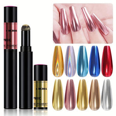 10 Colors Holographic Nail Polish Pens with Mirror Effect