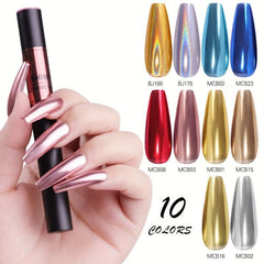 10 Colors Holographic Nail Polish Pens with Mirror Effect