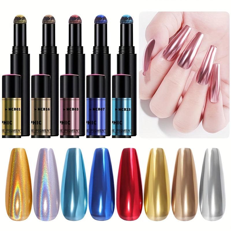 10 Colors Holographic Nail Polish Pens with Mirror Effect
