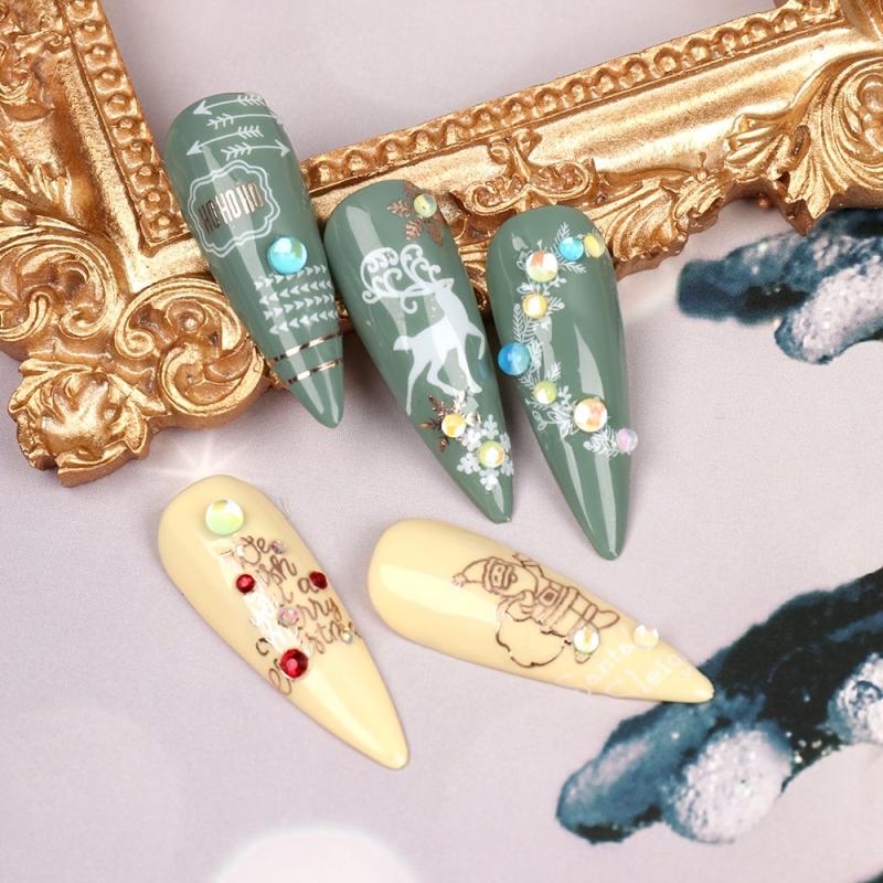 9 Sheets Christmas Nail Art Stickers 3D Nail Decals Manicure Decoration