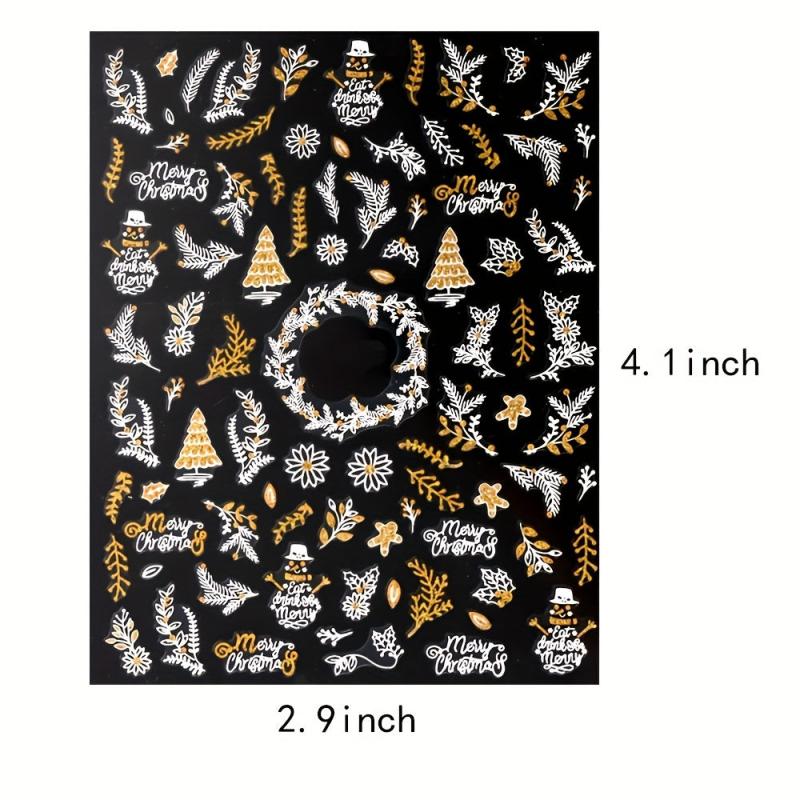 9 Sheets Christmas Nail Art Stickers 3D Nail Decals Manicure Decoration