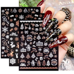 9 Sheets Christmas Nail Art Stickers 3D Nail Decals Manicure Decoration