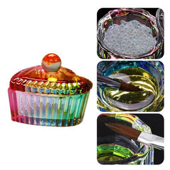 Rainbow Crystal Glass Nail Art Dish for Manicure Care