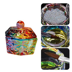 Rainbow Crystal Glass Nail Art Dish for Manicure Care