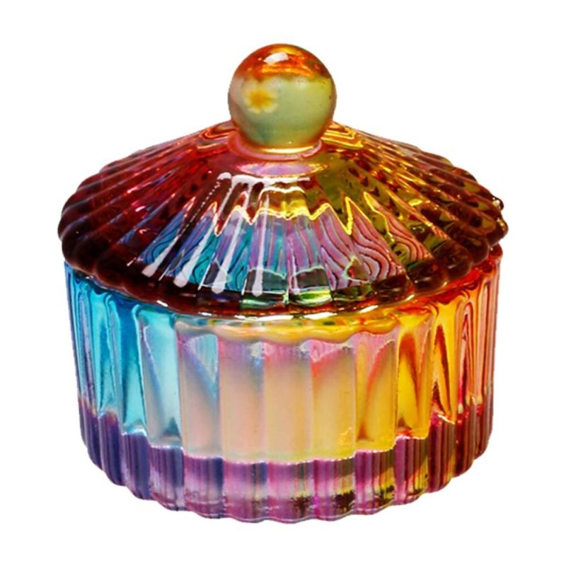 Rainbow Crystal Glass Nail Art Dish for Manicure Care