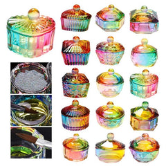 Rainbow Crystal Glass Nail Art Dish for Manicure Care