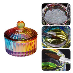 Rainbow Crystal Glass Nail Art Dish for Manicure Care