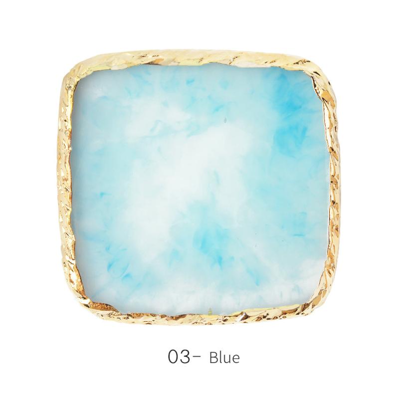 Resin Nail Art Palette with Golden Edge for Gel Polish Paint Drawing