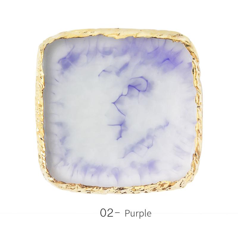 Resin Nail Art Palette with Golden Edge for Gel Polish Paint Drawing