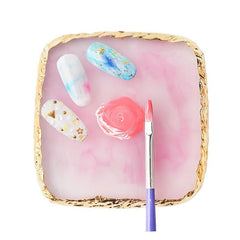 Resin Nail Art Palette with Golden Edge for Gel Polish Paint Drawing