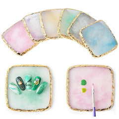 Resin Nail Art Palette with Golden Edge for Gel Polish Paint Drawing