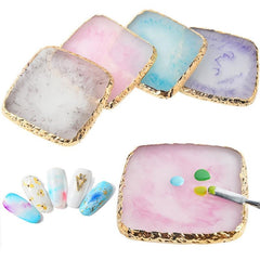 Resin Nail Art Palette with Golden Edge for Gel Polish Paint Drawing