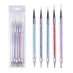 5 Pcs Nail Art Liner Brushes Point Drill Drawing Brush Pen Dotting Tools Set
