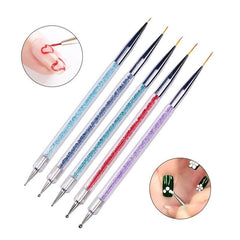 5 Pcs Nail Art Liner Brushes Point Drill Drawing Brush Pen Dotting Tools Set