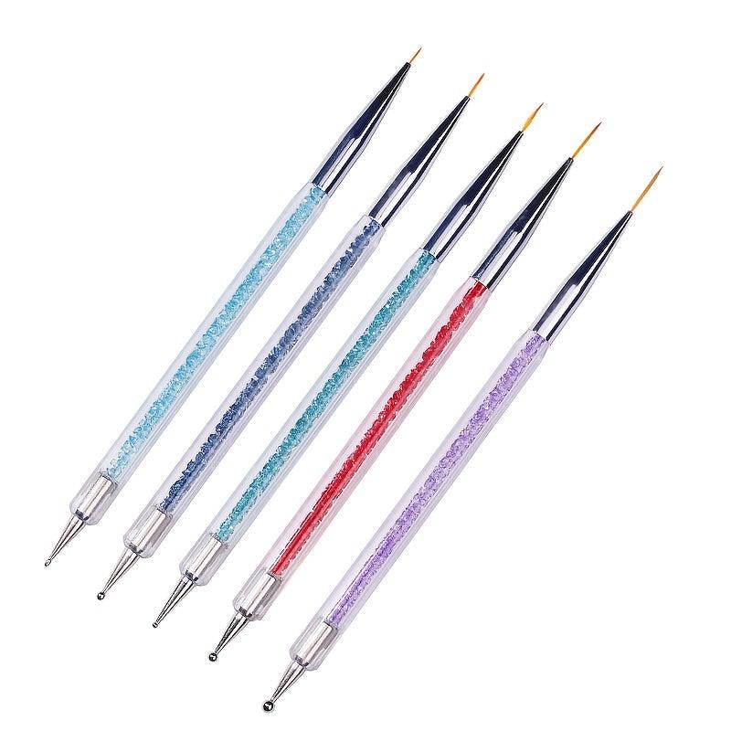 5 Pcs Nail Art Liner Brushes Point Drill Drawing Brush Pen Dotting Tools Set