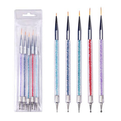 5 Pcs Nail Art Liner Brushes Point Drill Drawing Brush Pen Dotting Tools Set