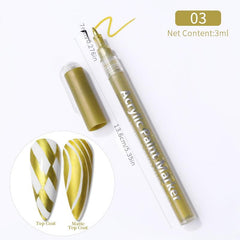 Waterproof Nail Art Drawing Pen for Fine Details and 3D Abstract Lines