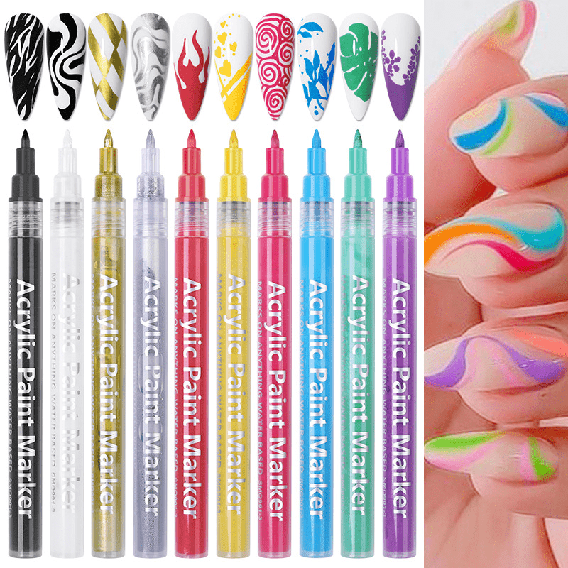 Waterproof Nail Art Drawing Pen for Fine Details and 3D Abstract Lines