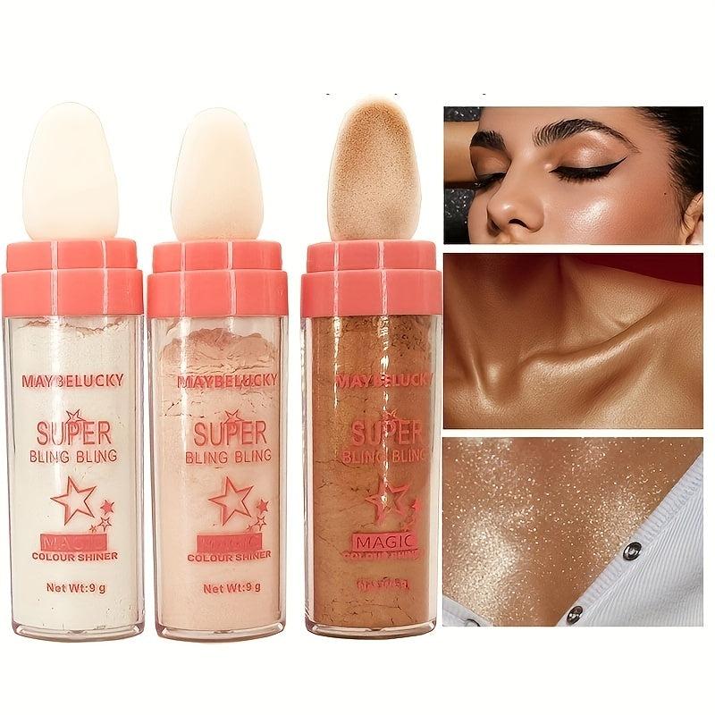3PCS Highlighter Powder Pearlescent Glitter for Body & Face & Hair