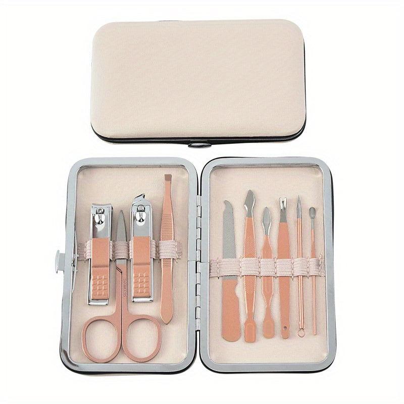 Rose Stainless Steel Nail Clipper Set with Case - Manicure and Pedicure Tools