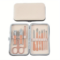 Rose Stainless Steel Nail Clipper Set with Case - Manicure and Pedicure Tools