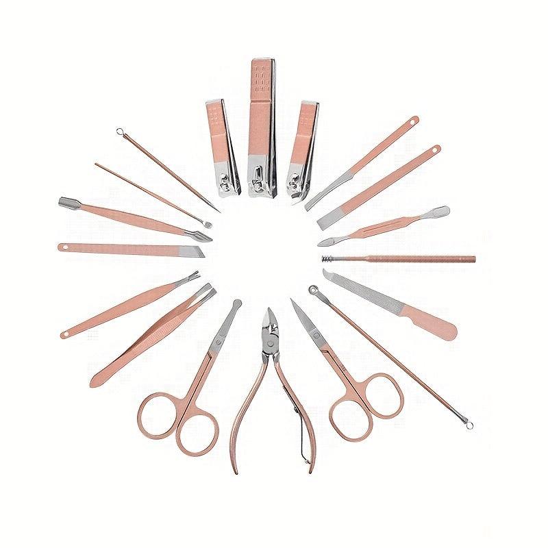 Rose Stainless Steel Nail Clipper Set with Case - Manicure and Pedicure Tools